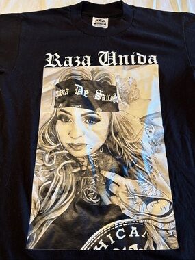 Raza Unida Black Graphic T-Short , M , $9